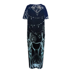 Bohemian Spiritual Deer Print Short Sleeve Long Nightdress