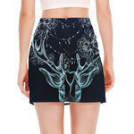 Bohemian Spiritual Deer Print Side Slit Mini Skirt