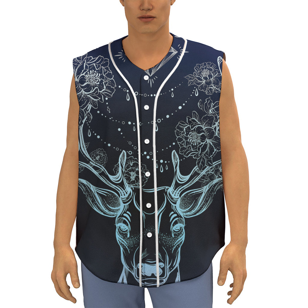 Bohemian Spiritual Deer Print Sleeveless Baseball Jersey