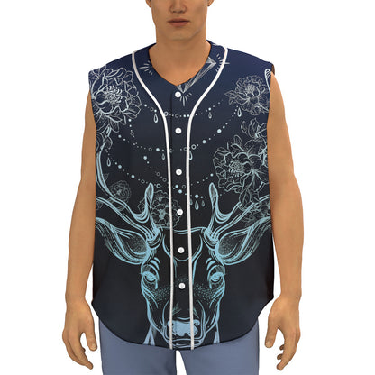 Bohemian Spiritual Deer Print Sleeveless Baseball Jersey