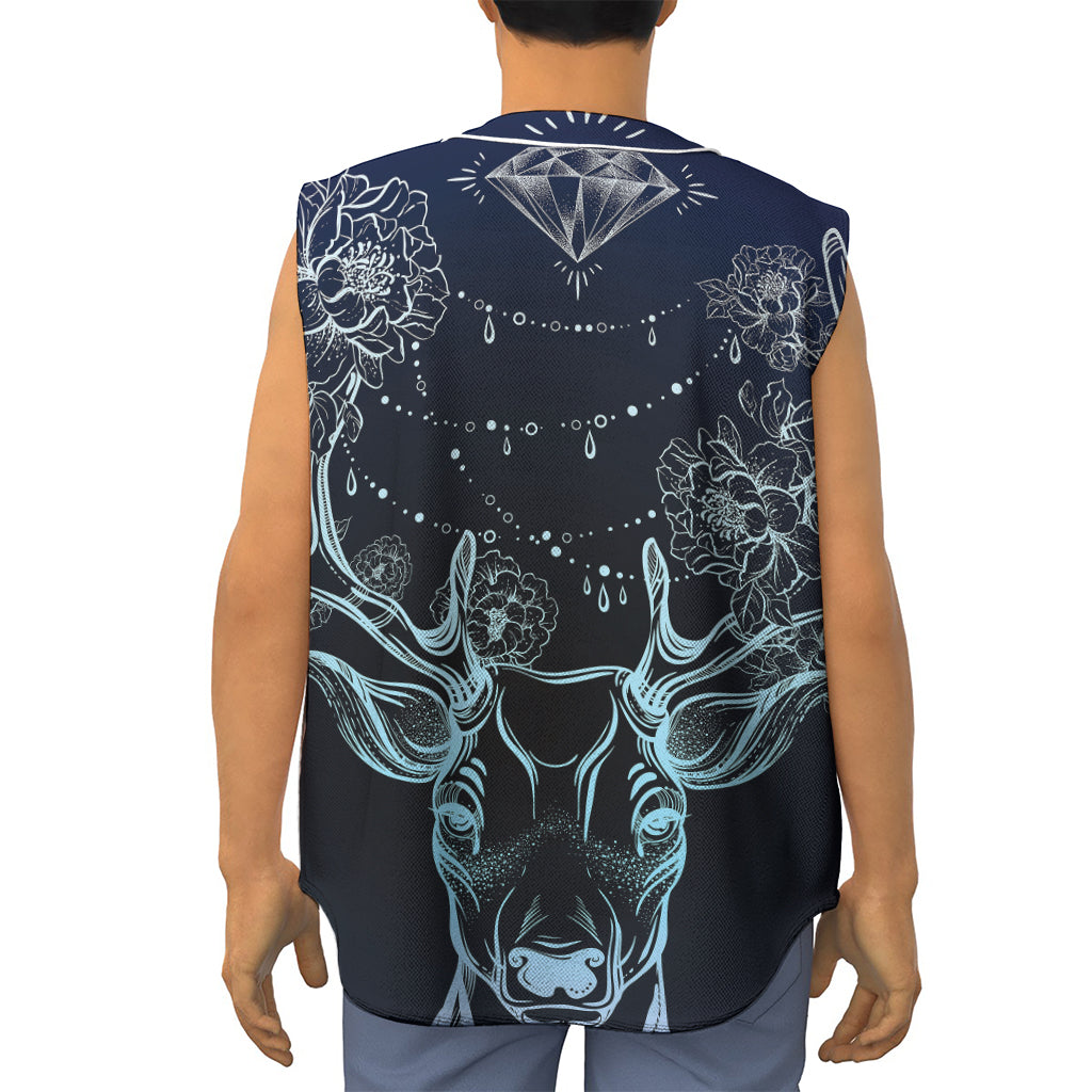 Bohemian Spiritual Deer Print Sleeveless Baseball Jersey