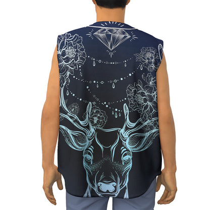 Bohemian Spiritual Deer Print Sleeveless Baseball Jersey