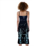 Bohemian Spiritual Deer Print Slim Fit Midi Cami Dress