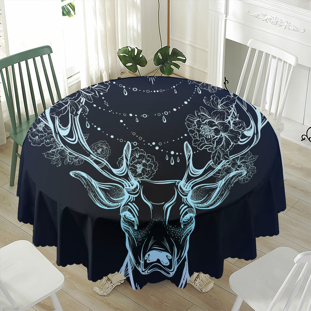 Bohemian Spiritual Deer Print Waterproof Round Tablecloth