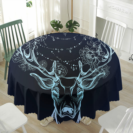 Bohemian Spiritual Deer Print Waterproof Round Tablecloth