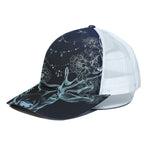Bohemian Spiritual Deer Print White Mesh Trucker Cap