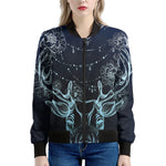 Bohemian Spiritual Deer Print Women's Bomber Jacket