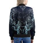Bohemian Spiritual Deer Print Women's Bomber Jacket