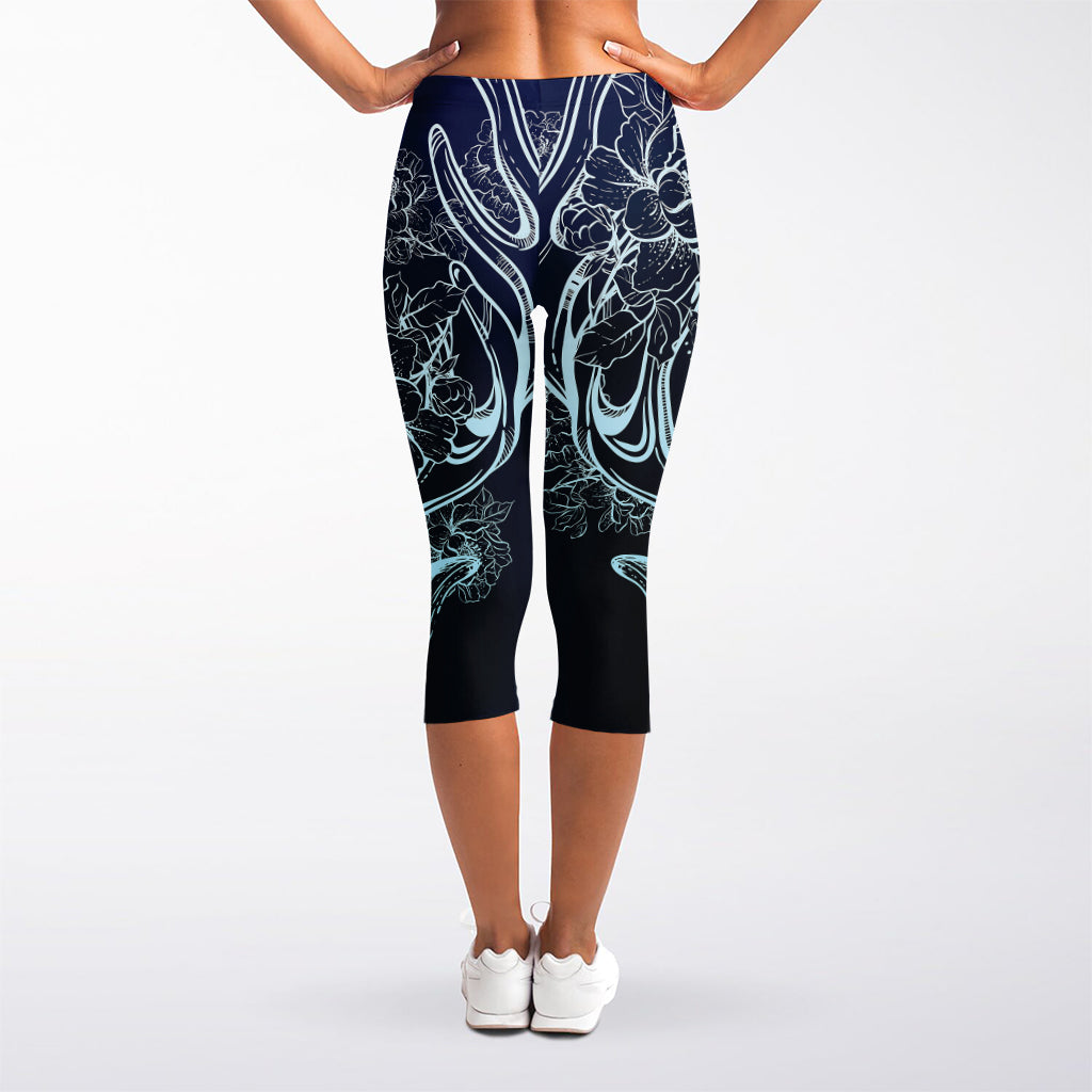 Bohemian Spiritual Deer Print Women's Capri Leggings