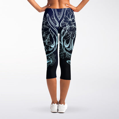 Bohemian Spiritual Deer Print Women's Capri Leggings