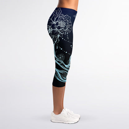 Bohemian Spiritual Deer Print Women's Capri Leggings