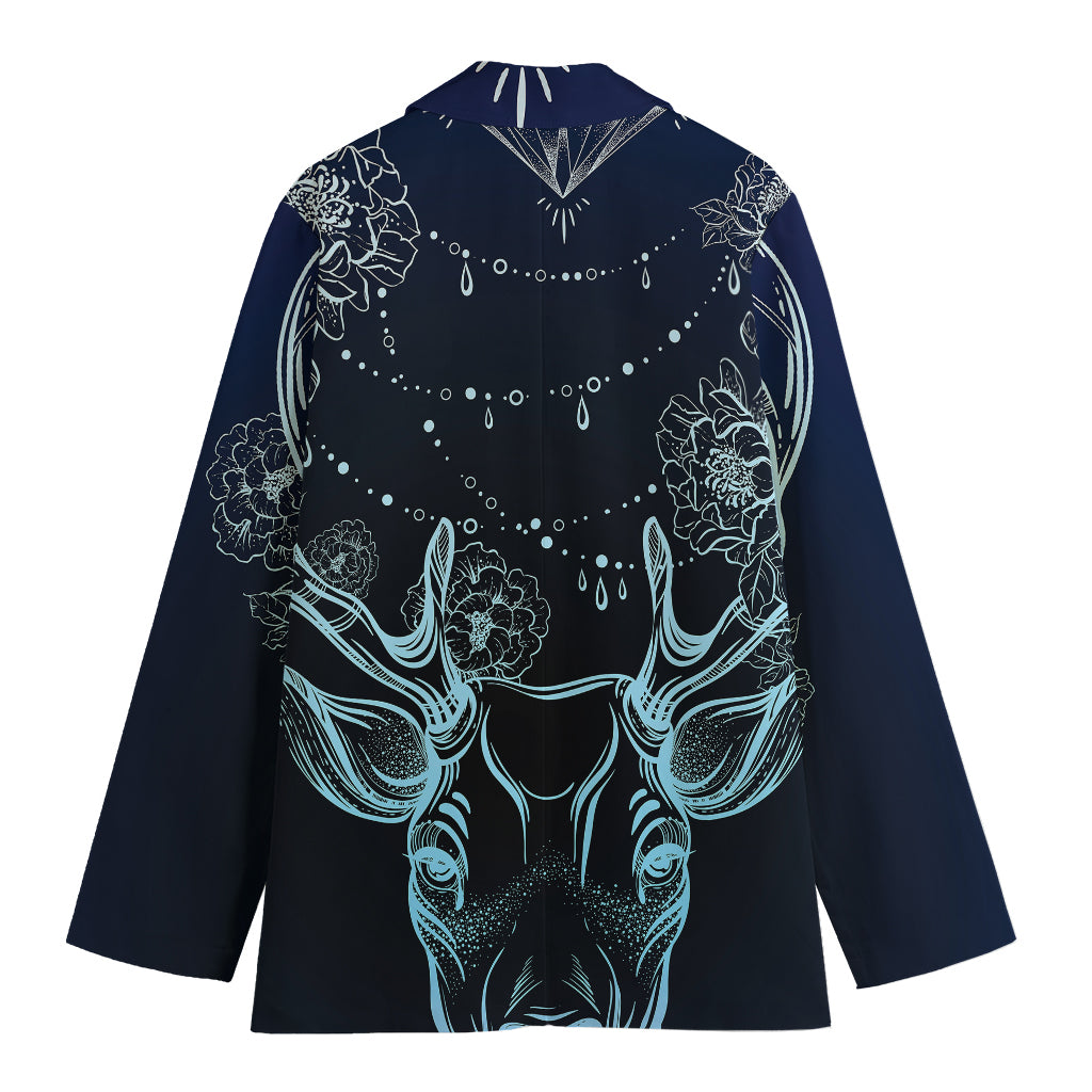 Bohemian Spiritual Deer Print Women's Cotton Blazer
