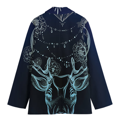Bohemian Spiritual Deer Print Women's Cotton Blazer