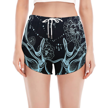Bohemian Spiritual Deer Print Women's Split Running Shorts