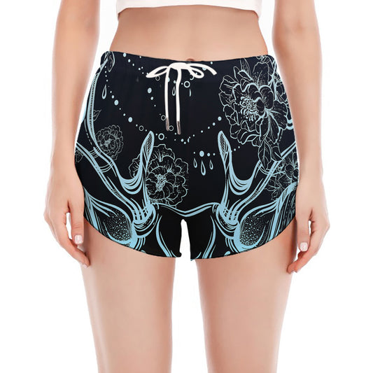 Bohemian Spiritual Deer Print Women's Split Running Shorts