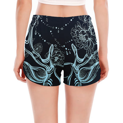 Bohemian Spiritual Deer Print Women's Split Running Shorts