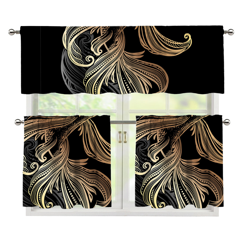 Bohemian Spiritual Fish Print 3 Piece Kitchen Curtains