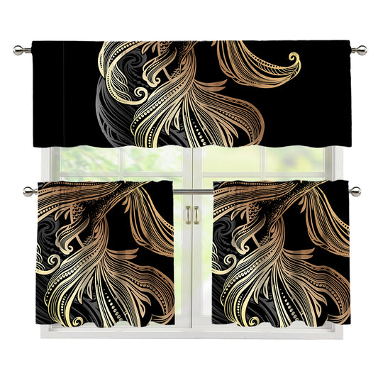 Bohemian Spiritual Fish Print 3 Piece Kitchen Curtains