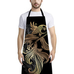 Bohemian Spiritual Fish Print Bib Apron With Pocket