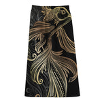 Bohemian Spiritual Fish Print Cotton Front Slit Maxi Skirt