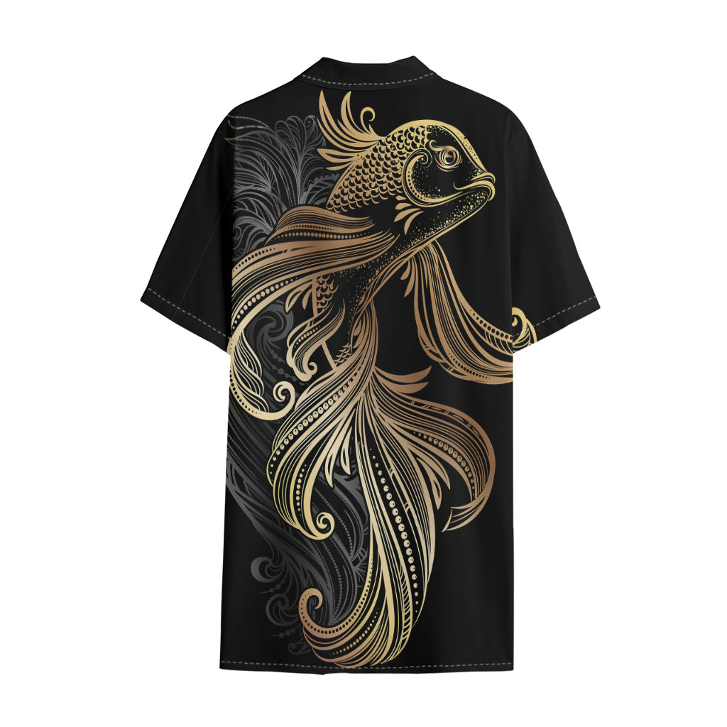 Bohemian Spiritual Fish Print Cotton Hawaiian Shirt