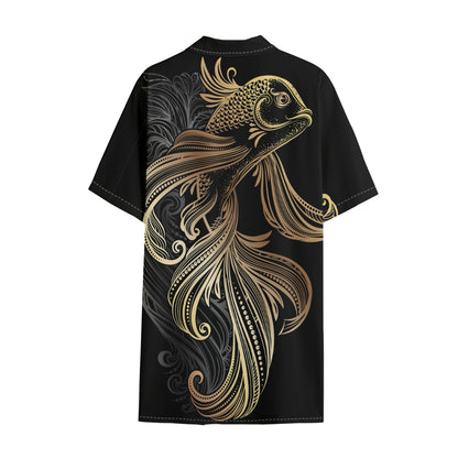 Bohemian Spiritual Fish Print Cotton Hawaiian Shirt