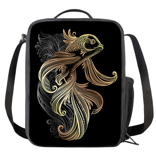 Bohemian Spiritual Fish Print Crossbody Lunch Bag