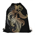 Bohemian Spiritual Fish Print Drawstring Bag