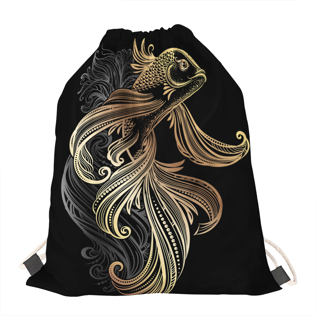 Bohemian Spiritual Fish Print Drawstring Bag