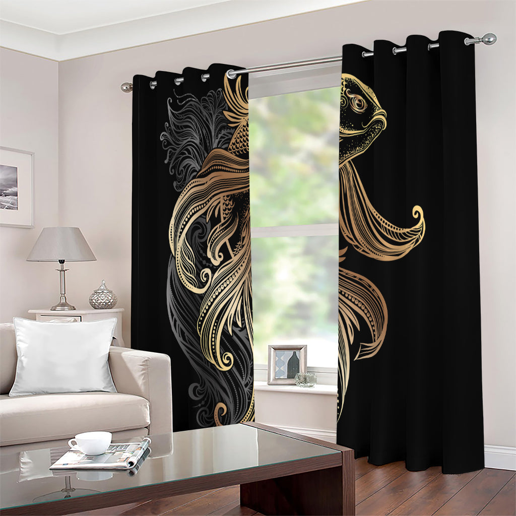 Bohemian Spiritual Fish Print Extra Wide Grommet Curtains