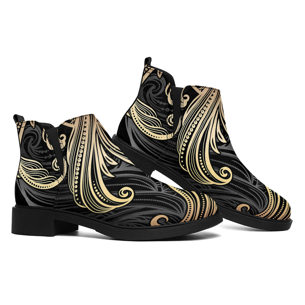 Bohemian Spiritual Fish Print Flat Ankle Boots