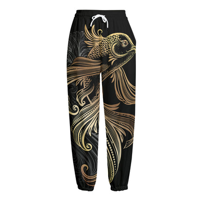 Bohemian Spiritual Fish Print Fleece Lined Knit Pants