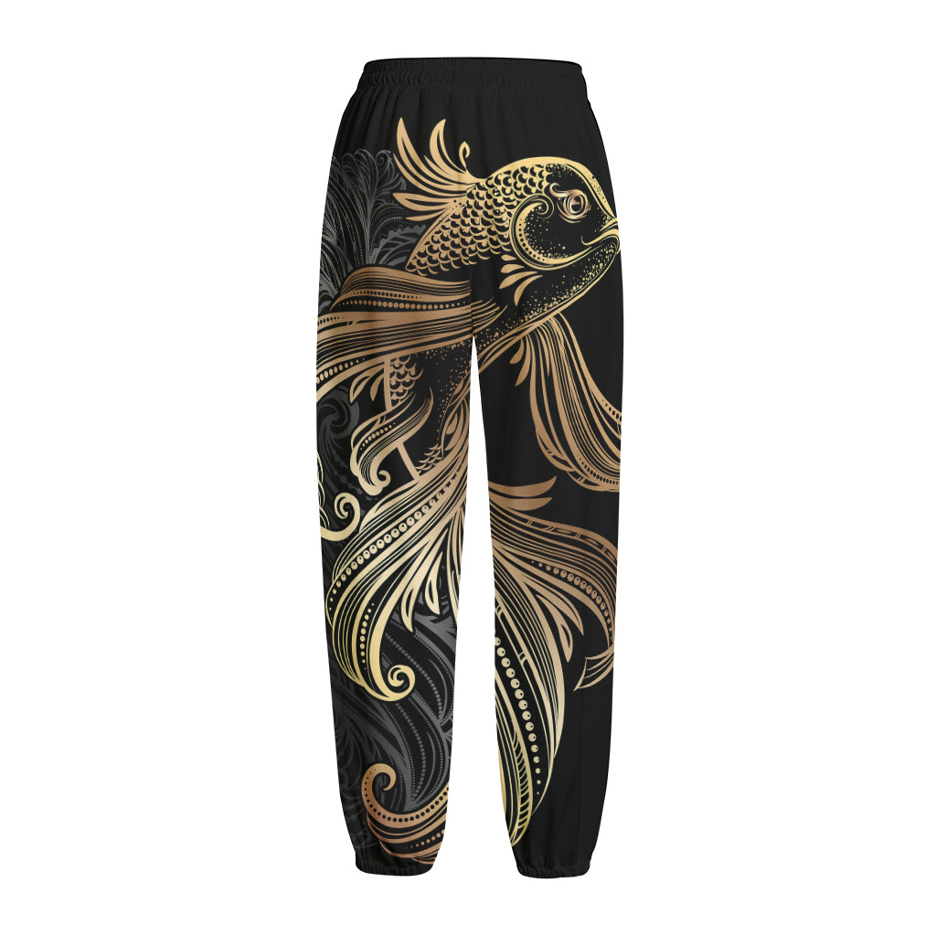 Bohemian Spiritual Fish Print Fleece Lined Knit Pants