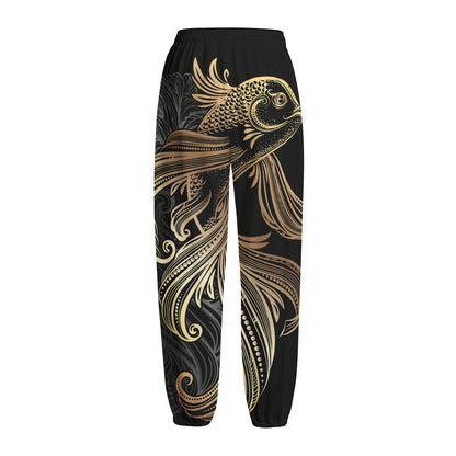 Bohemian Spiritual Fish Print Fleece Lined Knit Pants