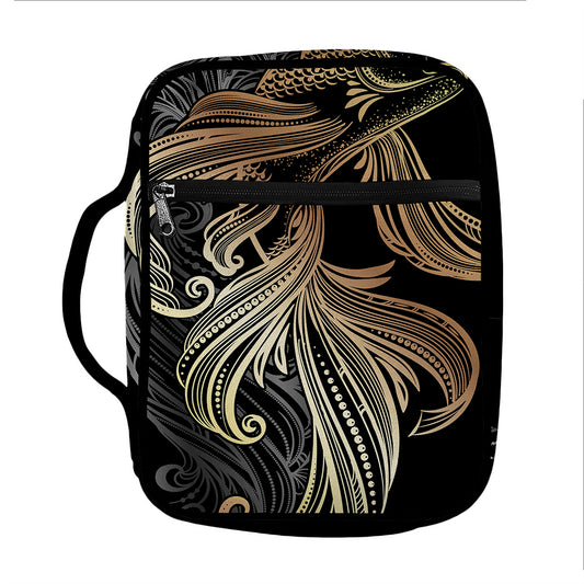 Bohemian Spiritual Fish Print Front Pocket Bible Bag