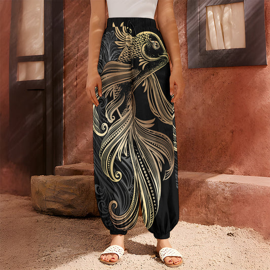Bohemian Spiritual Fish Print Harem Pants
