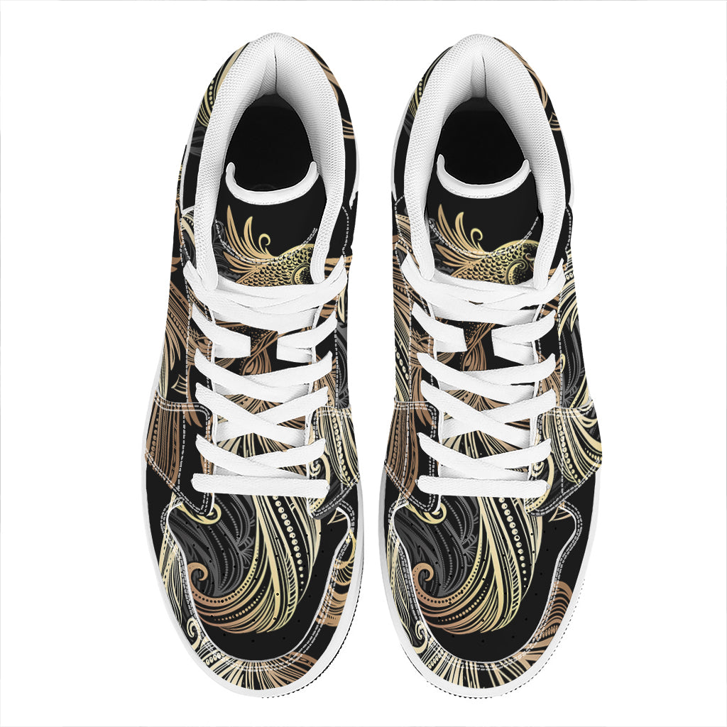 Bohemian Spiritual Fish Print High Top Leather Sneakers