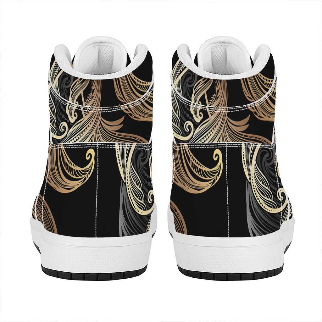 Bohemian Spiritual Fish Print High Top Leather Sneakers