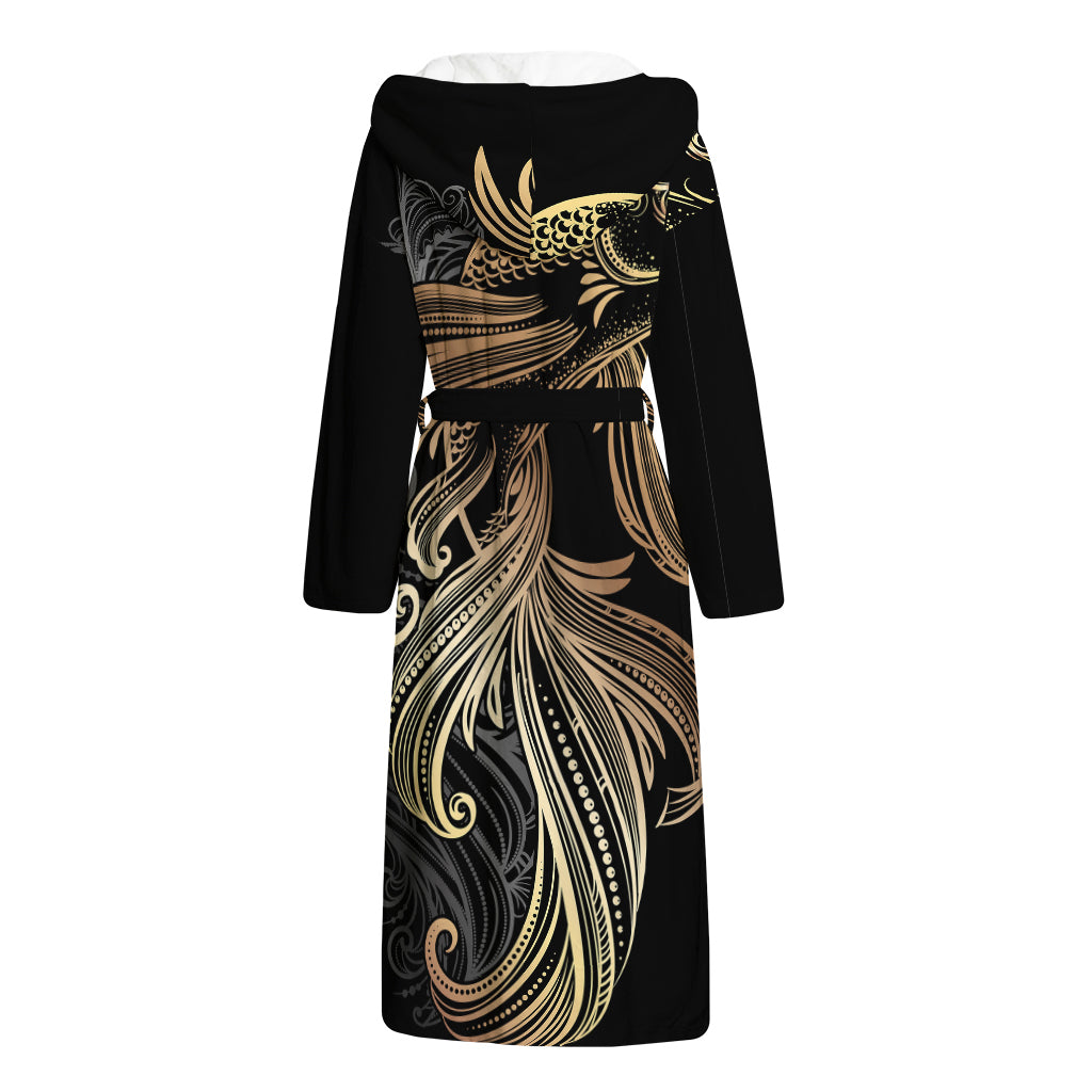 Bohemian Spiritual Fish Print Hooded Bathrobe