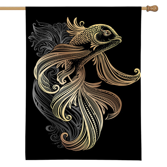 Bohemian Spiritual Fish Print House Flag