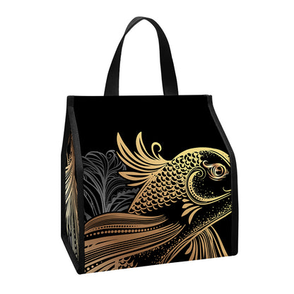 Bohemian Spiritual Fish Print Insulated Lunch Tote