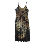 Bohemian Spiritual Fish Print Jersey Midi Cami Dress