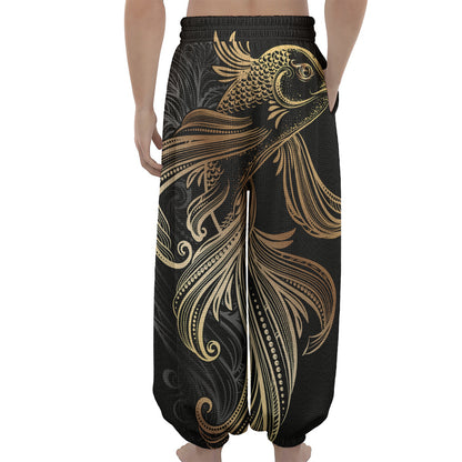 Bohemian Spiritual Fish Print Lantern Pants