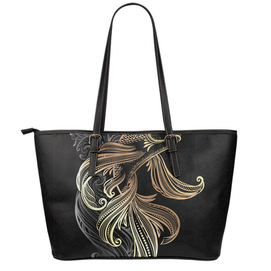 Bohemian Spiritual Fish Print Leather Tote Bag