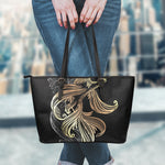 Bohemian Spiritual Fish Print Leather Tote Bag