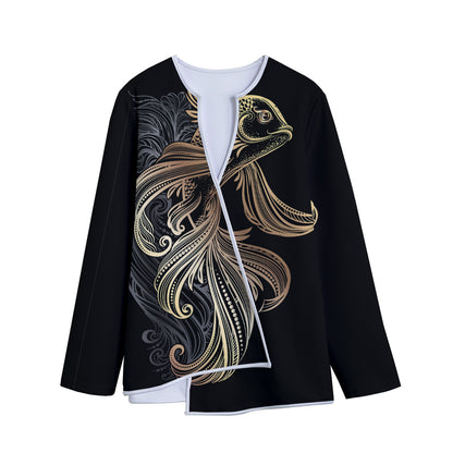 Bohemian Spiritual Fish Print Long Sleeve Short Coat