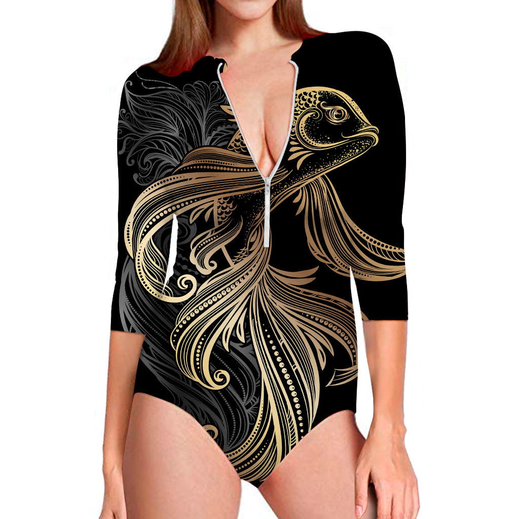 Bohemian Spiritual Fish Print Long Sleeve Swimsuit