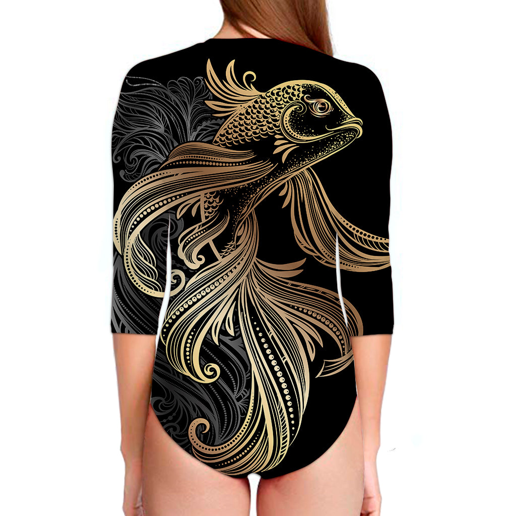 Bohemian Spiritual Fish Print Long Sleeve Swimsuit
