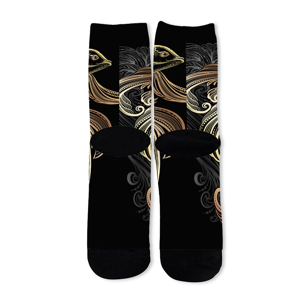 Bohemian Spiritual Fish Print Long Socks