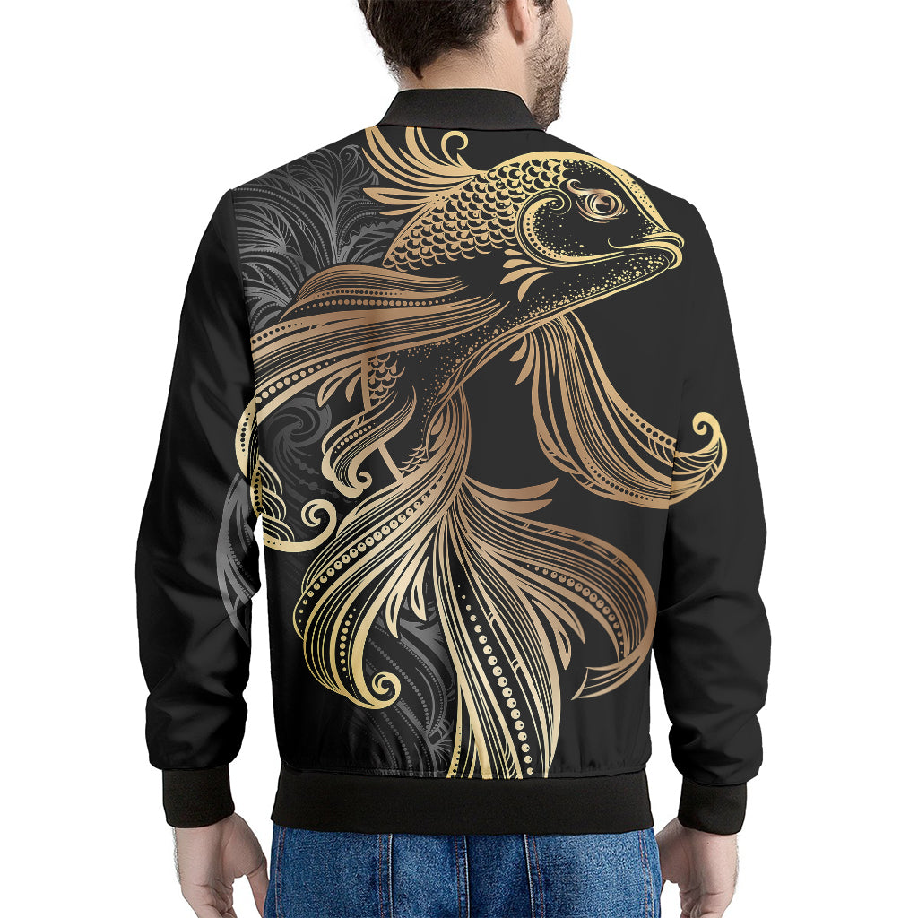 Bohemian Spiritual Fish Print Men's Bomber Jacket